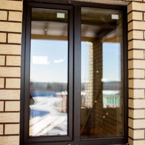 Коричневое противопожарное алюминиевое окно / серия FRM1176